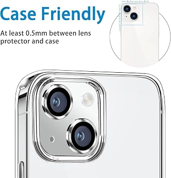 iPhone 15 ve iPhone 15 Plus Kamera Camı Lens Koruyucu Halka Set - Gümüş Silver