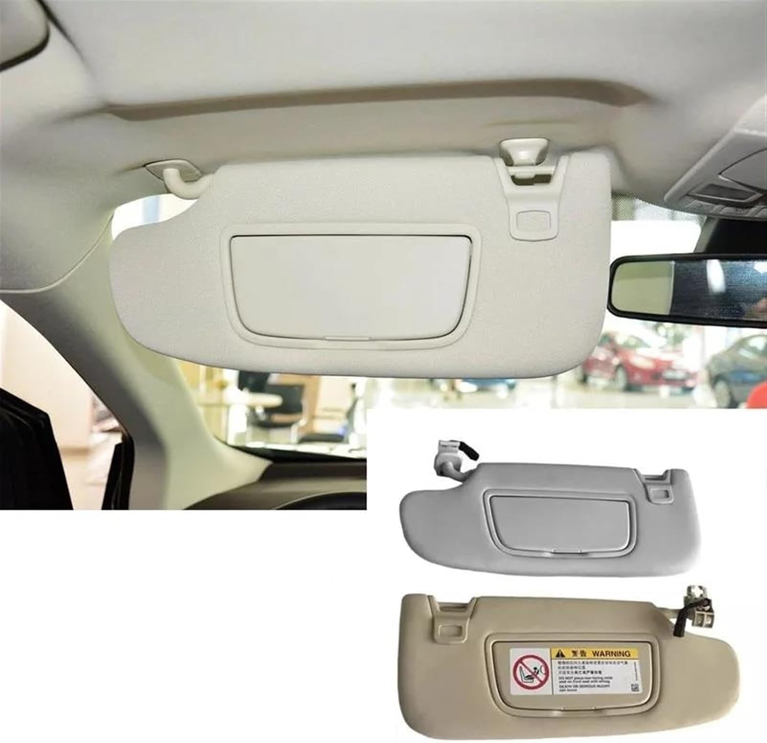 for Ford Edge 2015 2016 2017 2018 2019 2020 2021 2022 Auto Accessories with Makeup Mirror Sun Visor(Beige,Left)