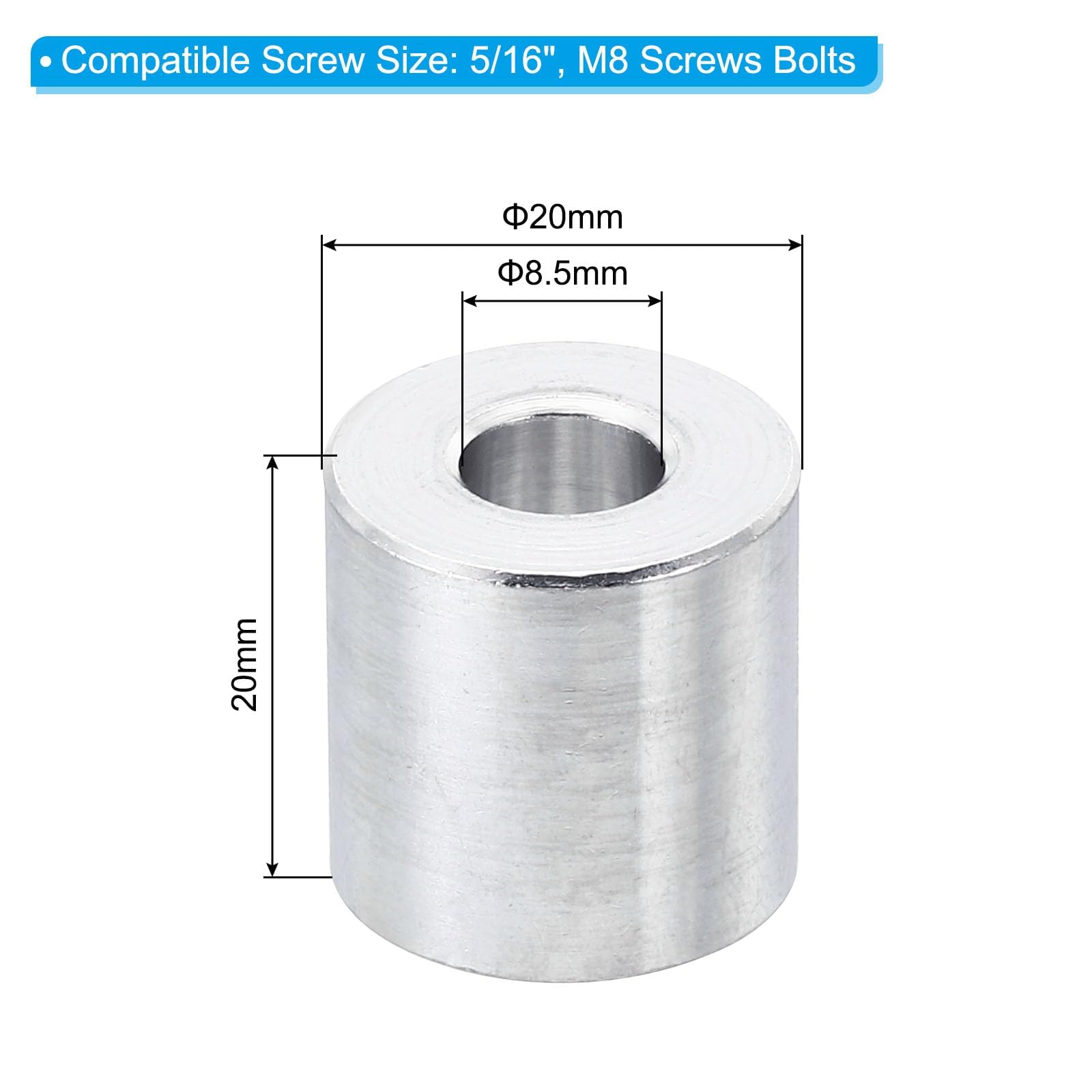 TA-VIGOR 5Pcs M8 Aluminum Spacer - Image 2