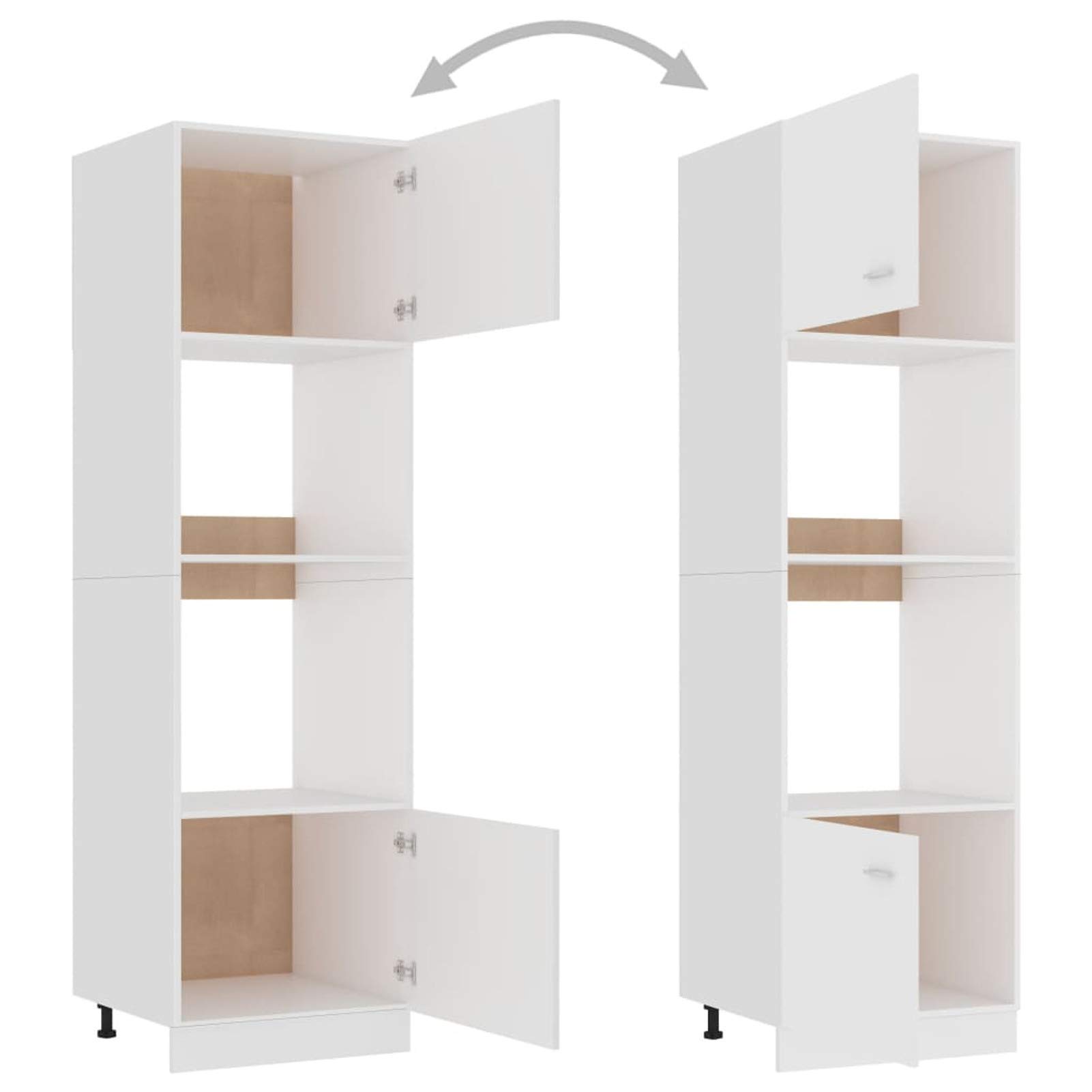Homgoday Armario para microondas con mucho espacio de almacenamiento, armario de cocina, armario alto, muebles de cocina, para horno, microondas, blanco, 60 x 57 x 207 cm, material de madera