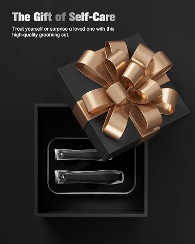 Vista 13 de FERYES Juego de 2 cortaúñas afiladas para hombres, mujeres y adultos, de acero inoxidable para uñas gruesas Champán