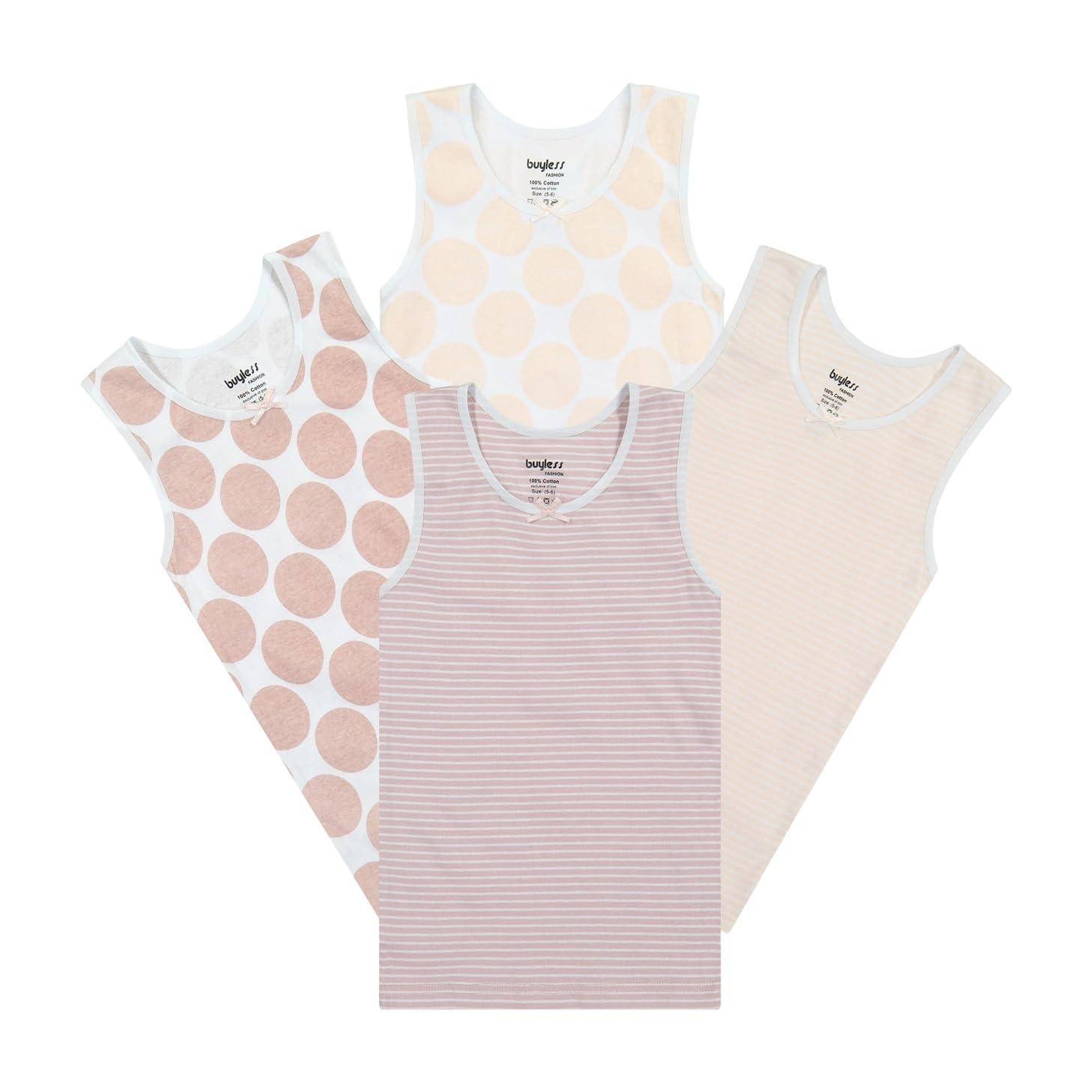 Buyless Fashion Tank Tops for Girls- Sleeveless Cami Tanks Cotton Undershirts for Dance Gymnastics Kids Toddler Size (4 Pack)