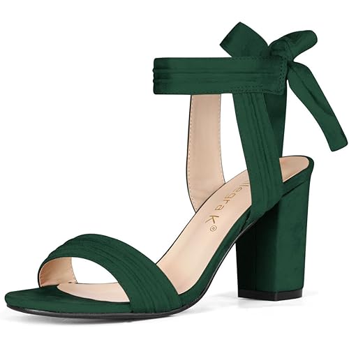 Allegra K Women Open Toe Ankle Tie Back Chunky Heel Sandals