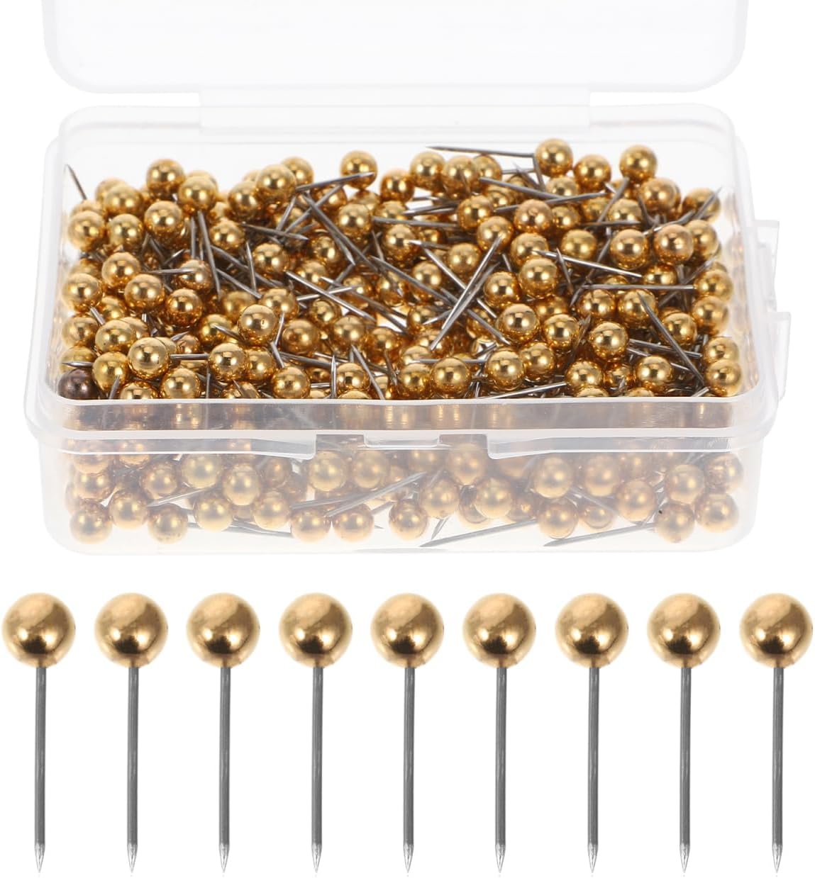 Gold Round Plastic Pins - 400 Decorative Straight Pins for Crafts Sewing and Jewelry Making 0.59In Ideal for Office and Home Use