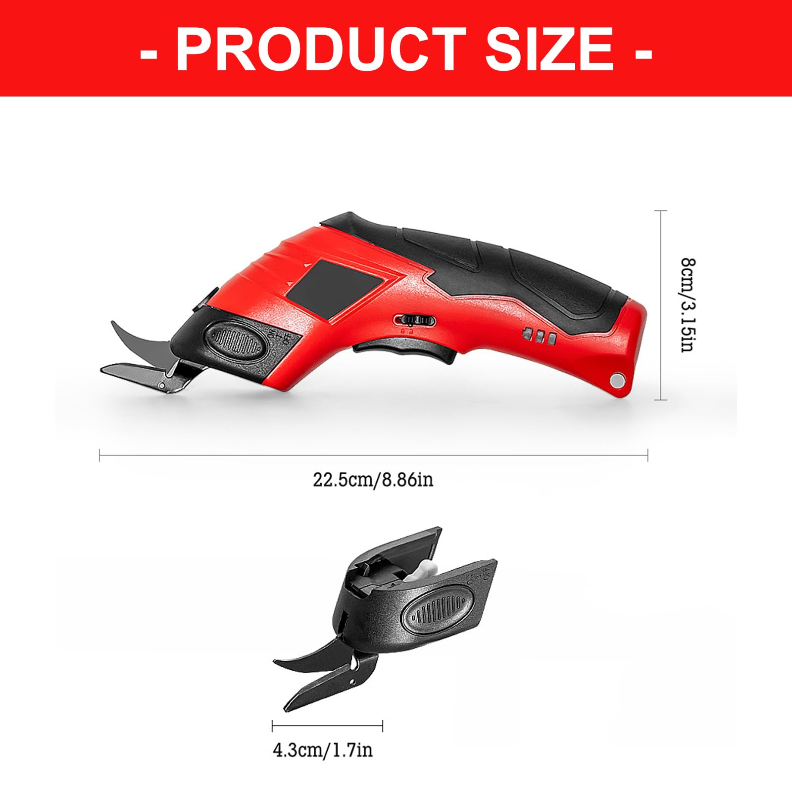 Tijeras eléctricas de corte de tela, operaciones inalámbricas, herramienta ergonómica integrada, herramienta de corte de tela, tijeras eléctricas recargables inalámbricas de tela