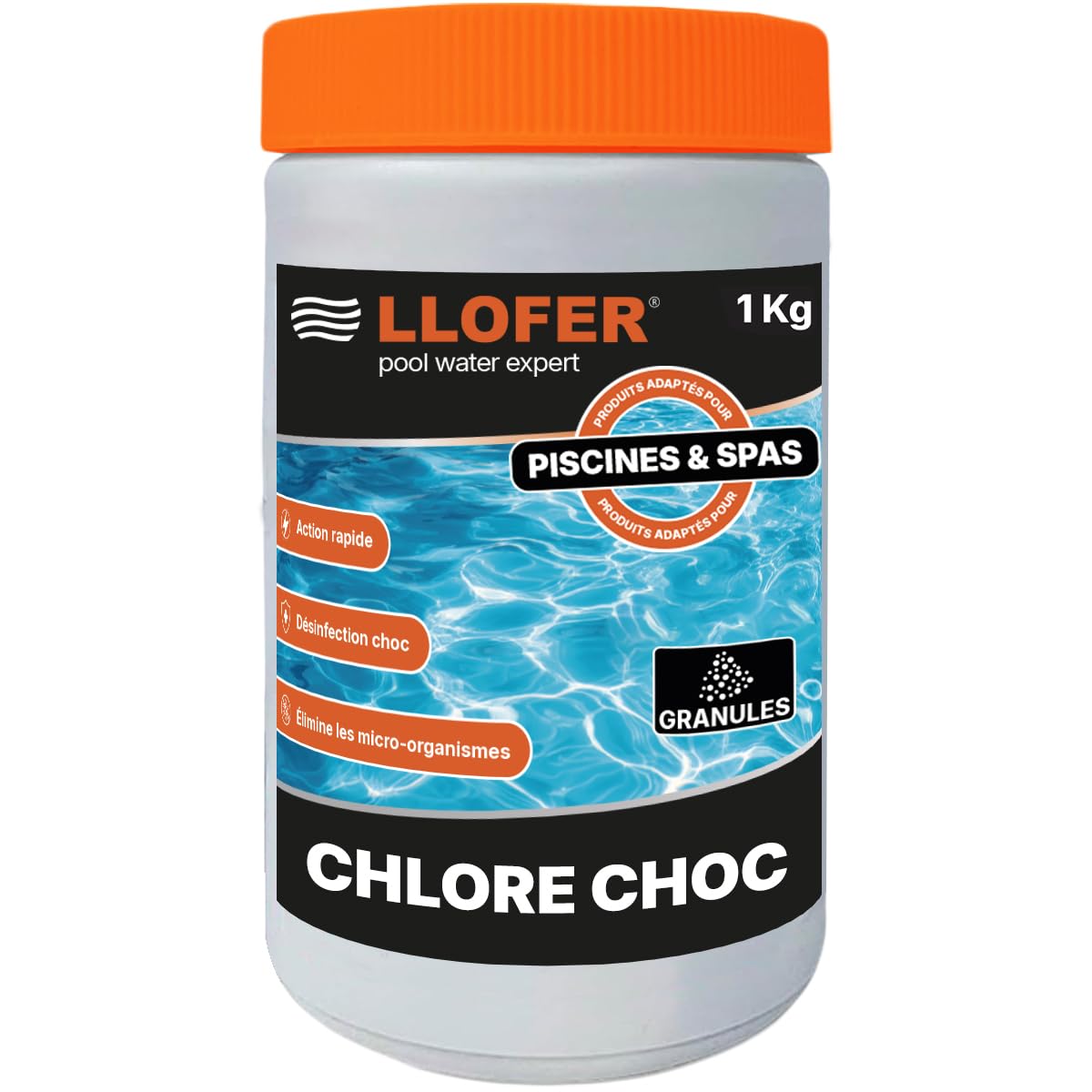Chlore Choc Granulés 1kg – Déclaration ANSES 87595 – Traitement Eau Piscine