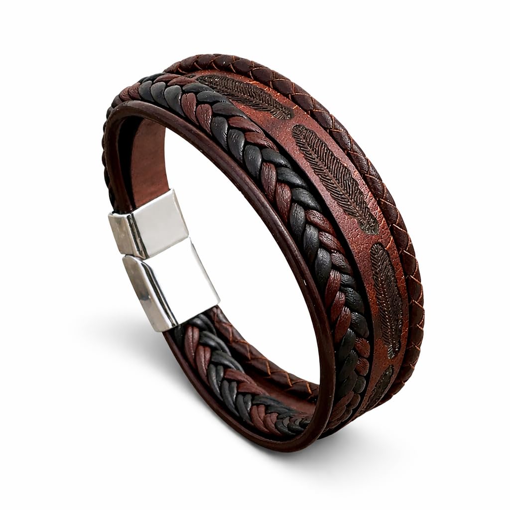 Vientiq Contemporary Casual Braided Leather Bracelet For Men/Boy's