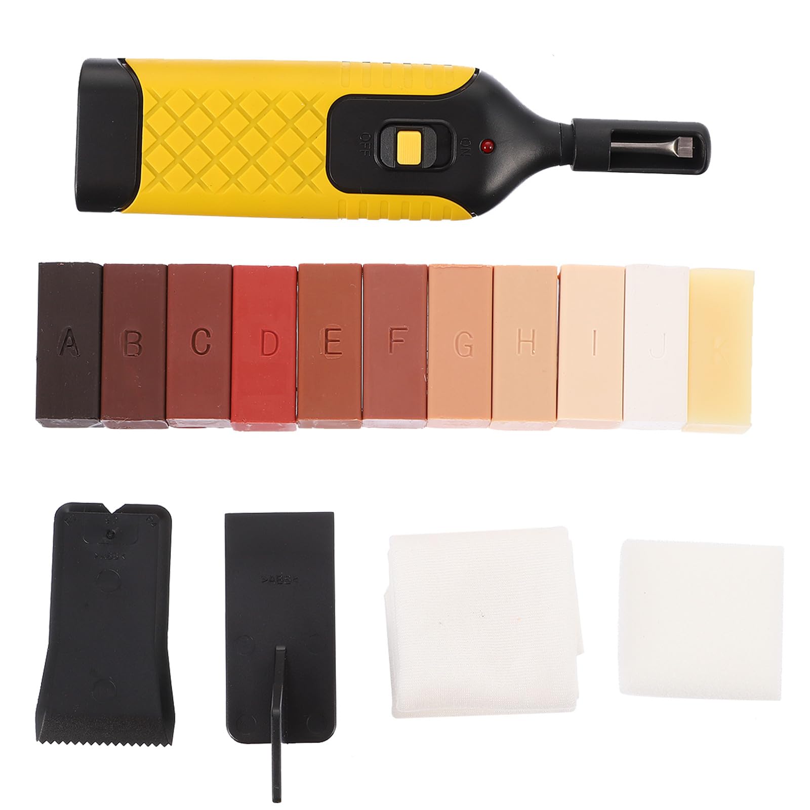 ERINGOGO Parkettboden Reparaturset 16 Stück mit Kunststoff Werkzeug Wachsblock und Schaber für Laminatboden Kratzerreparatur als Geschenk zur Wohnungsübergabe