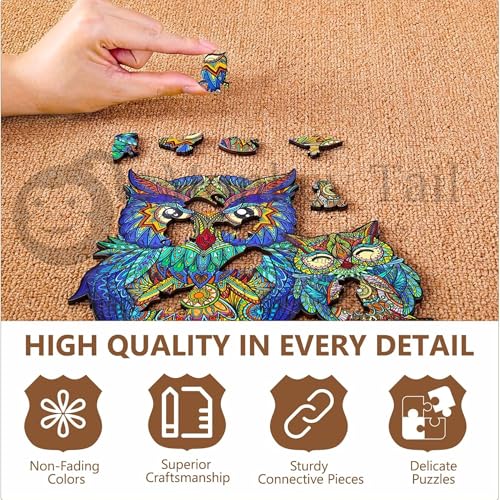 Image of MONKEYTAIL Whimsy Wooden Jigsaw Puzzle for Adults - Laser-Cut Pieces, 3D Puzzle Box as Birthday Gift for Boys & Girls - Brain Teaser, Home Decor & Family Game (GZOW, Size: Medium)