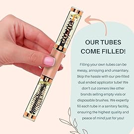 Lash Serum Mascara Tube DOUBLE PACK - Natural Eyelash Serum for Growth, Conditioning &Treatment - Eyelash Growth Serum with Organic Castor Oil - Brow Serum to Grow Brows with Eyeliner & Eyelash Brush