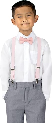 Miniatura 2 de Spring Notion Conjunto de tirantes y pajarita de color sólido para niño