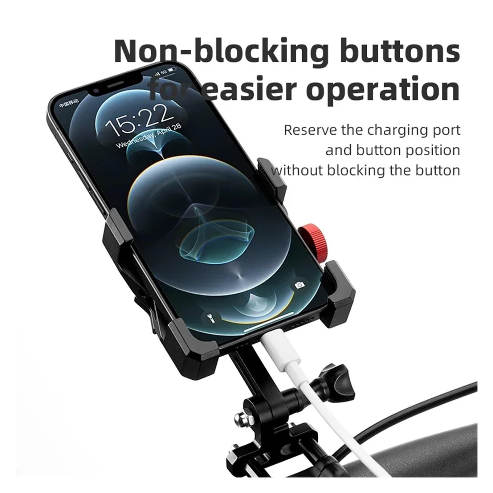 Telephone Moto Rotation Support De Téléphone Vélo en Alliage Aluminium Coussinets Antidérapants Support Téléphone Portable 4,7 À 7,09 Pouces Résistant Aux Chocs Porte Téléphone Vélo(01)