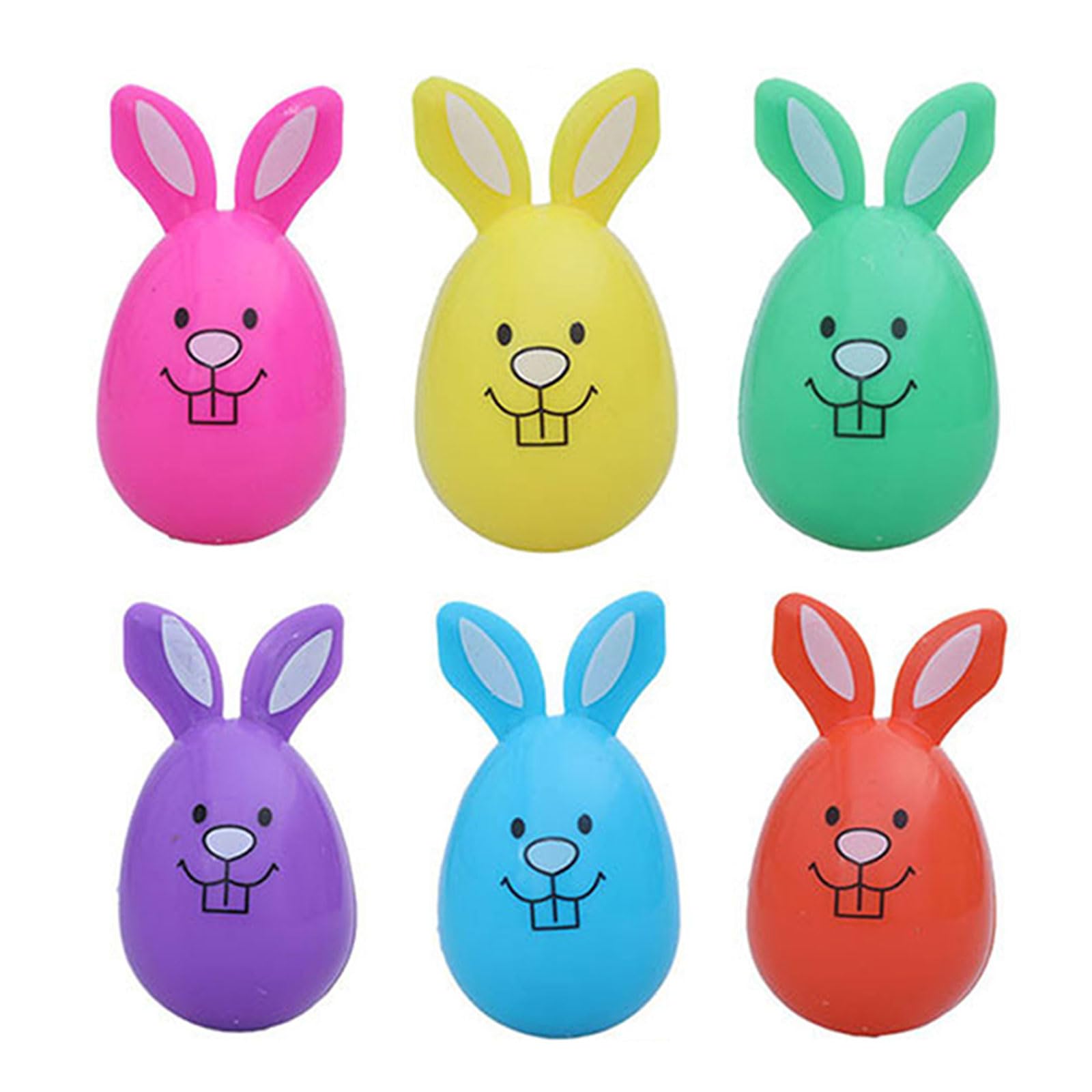 Sbshiouu Six Colors 6Pcs Empty Bunnies Eggs Plastics Fillable Shape For Easter Basket Stuffers Hunt Novelty Bunnies Eggs