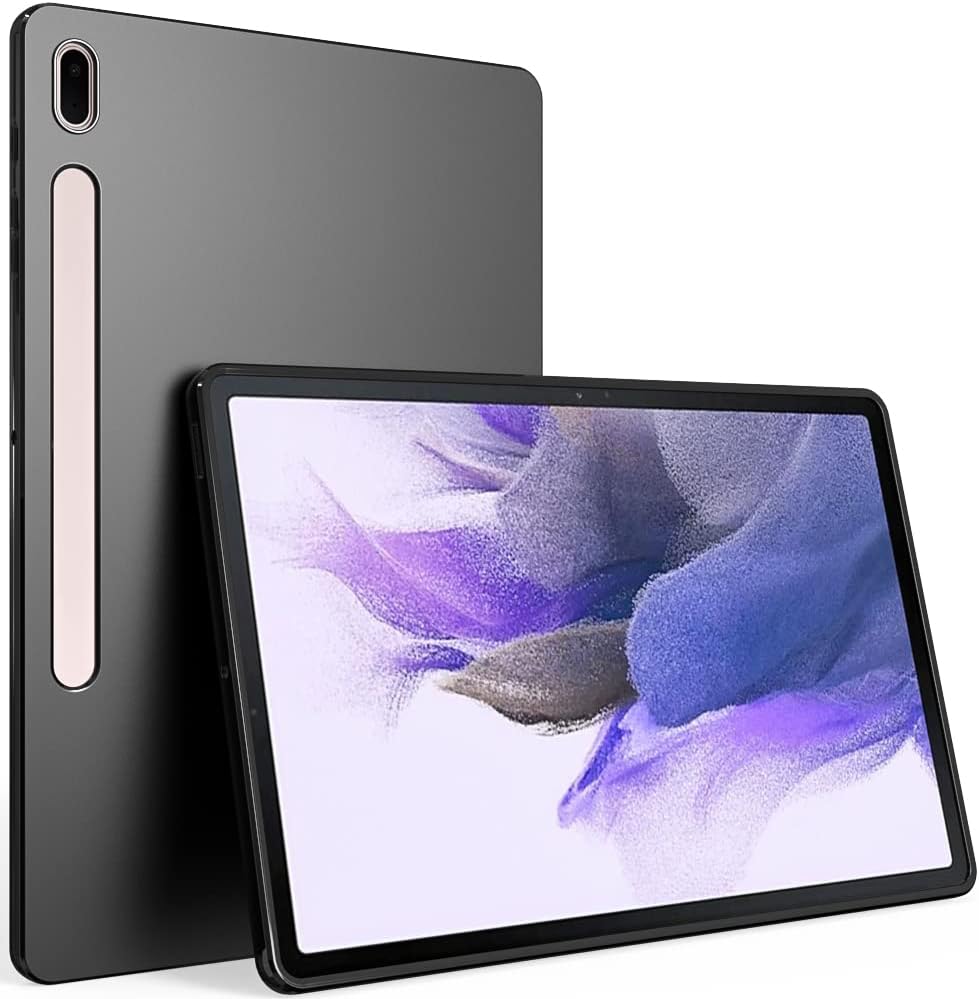 Puxicu Case for Galaxy Tab S8 Plus/S7 Plus, Slim Design Matte TPU Rubber Soft TPU Protective Cover for Samsung Galaxy Tab S8+/S7+ 12.4 Inch-Black