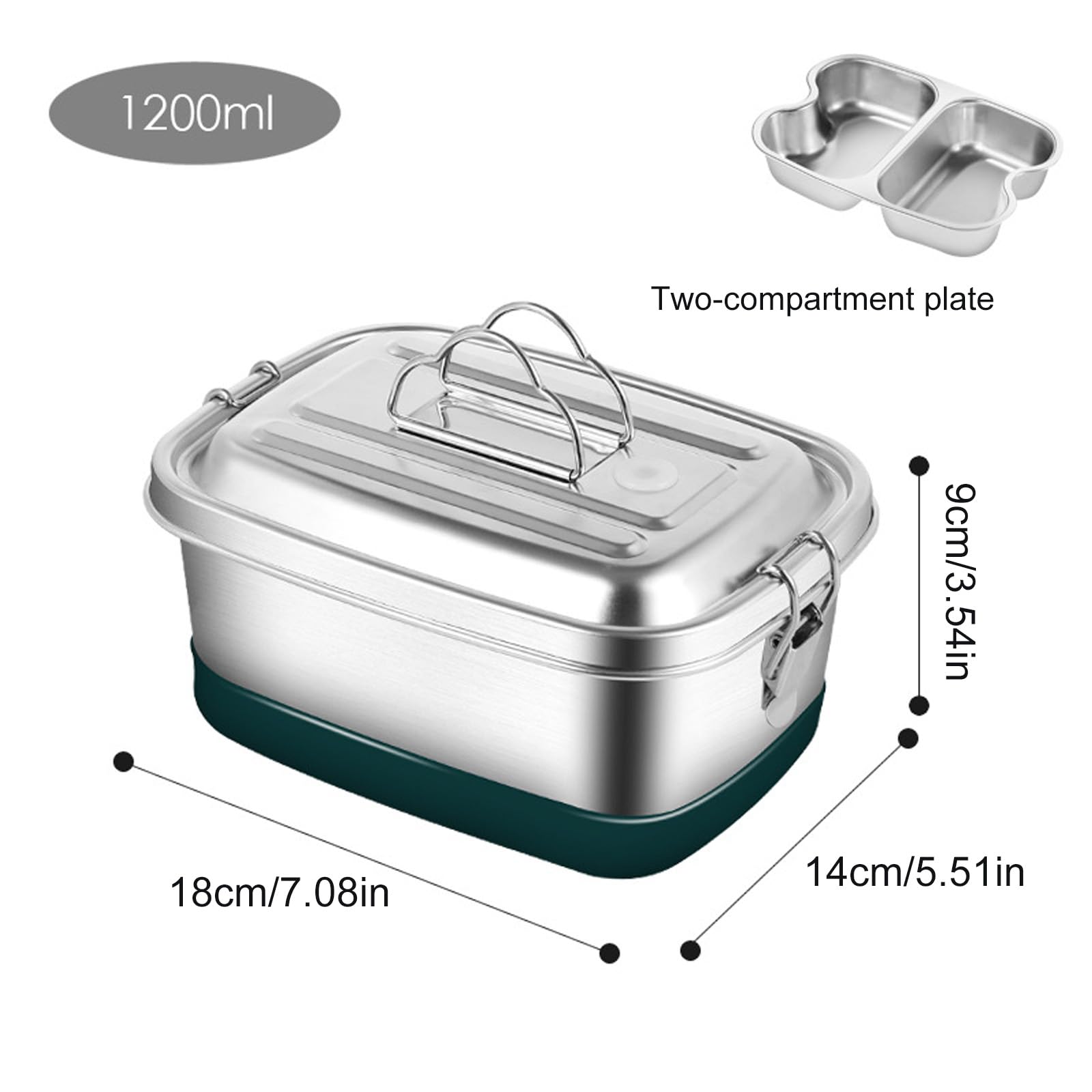 Tragbarer Edelstahl-Lunchbehälter, doppellagig, mit Fächern, Bentos-Box für Büro, Schule oder Reisen, tragbare Bentos-Box für Kinder