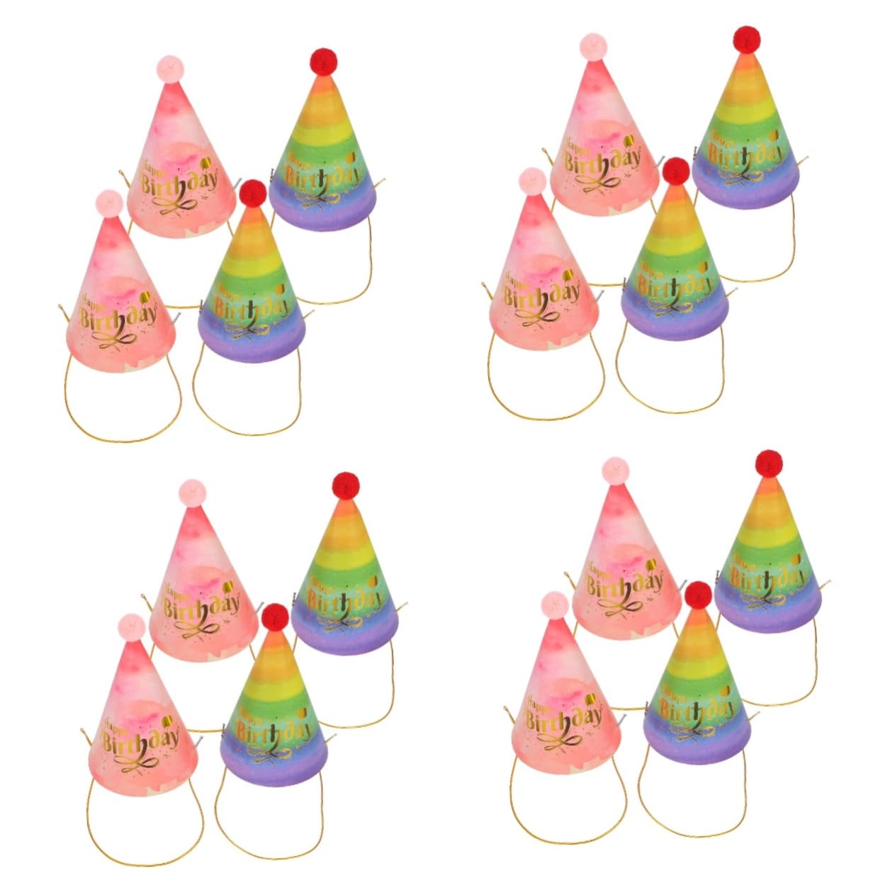 Cabilock Regenbogen Papierhut Partyhüte Geburtstagshüte Geburtstagspartyhut Geburtstagsparty Kopfbedeckung Geburtstagskegelhut Geburtstagsdekoration Kegelhut