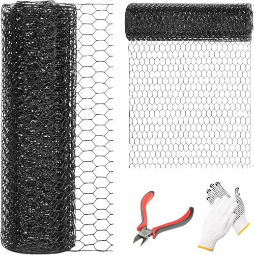 DOLEMODUO 1/2 Inch Black Wire Mesh Roll - 24 x 50 Chicken Wire Fence 20 Gauge Hardware Cloth Poultry Netting for Garden/Animal Barrier/Rabbit/Floral/Chicken Coop/DIY Projects
