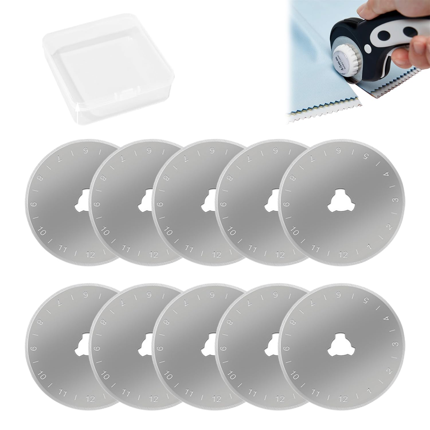 10Pcs 45mm Rotary Cutter Blades for Olfa, Fiskars, Turecut Replacement