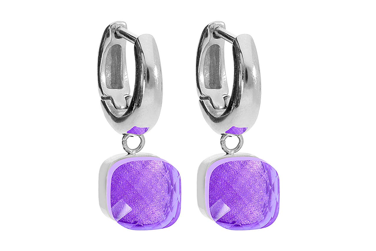 Qudo Firenze Orecchini A Cerchio In Acciaio Inox Con Cristalli Di Vetro Colorati – Lunghezza 2,2 Cm - 4