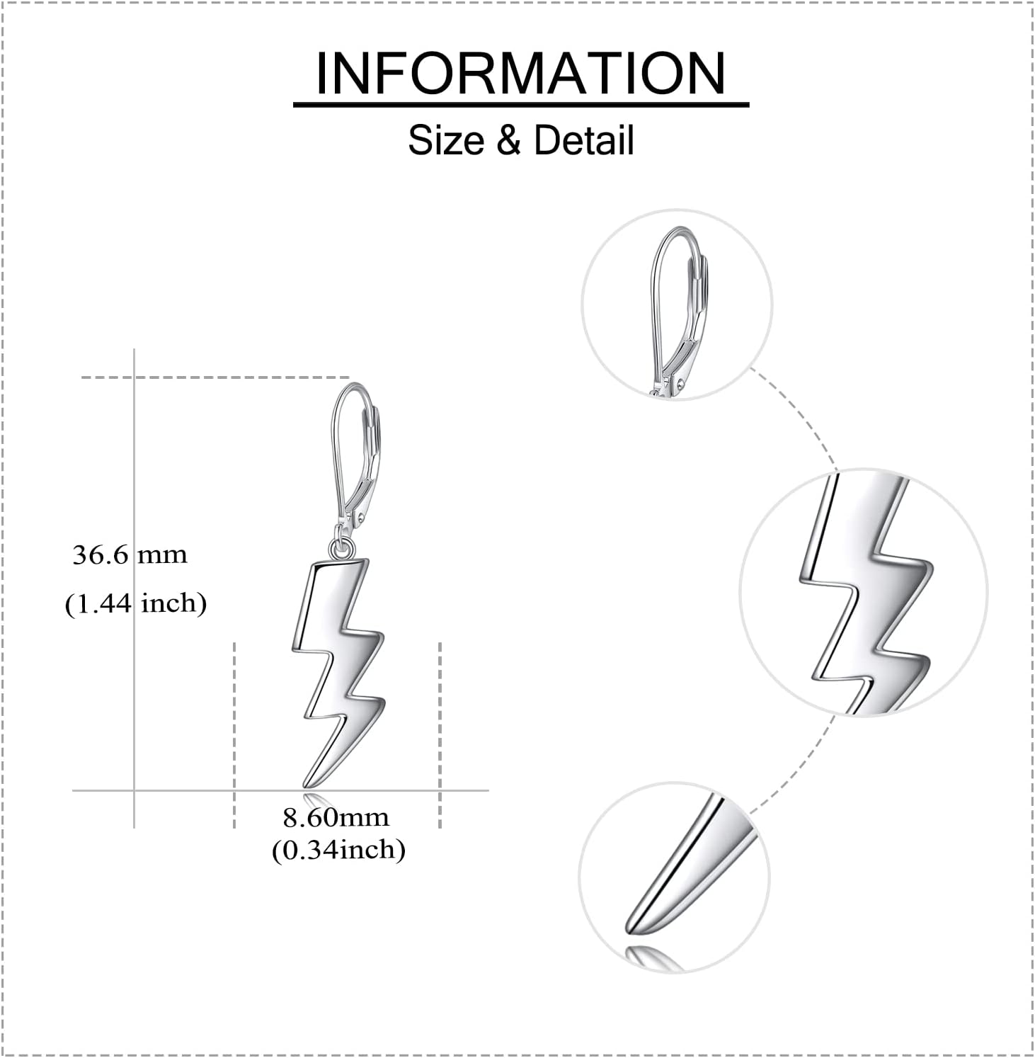 YAFEINI Lightning Bolt Earrings 925 Sterling Silver Lightning Drop Leverback Earrings Jewelry Gifts for Women - Image 5