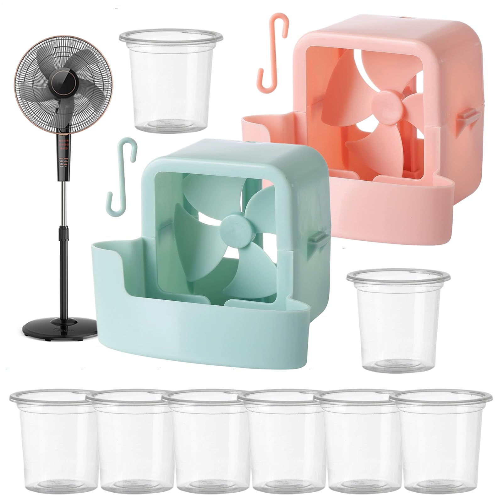 Ventilator Eisbox Aufsatz | Elektrischer Ventilator Eishalter mit Haken - Tragbares Kühlgerät für Outdoor Küche Wohnheim Indoor Sommer Balkon Schlafzimmer Terrasse