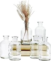 Farmlyn Creek 6 Pack Clear Glass Narrow Jar Vases 2.8x5in 7.5oz - Apothecary Style for Flowers Propagation Home Decor Centerpieces