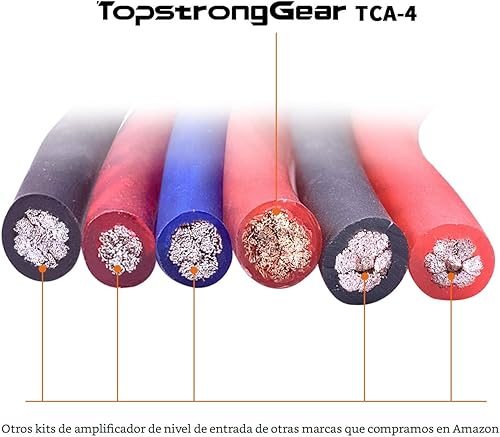 Miniatura 5 de TOPSTRONGGEAR Kit de amplificador 4ga  Kit de cableado de amplificador de calibre 4 AWG para subwoofers de coche, altavoces, sistema de audio, kit