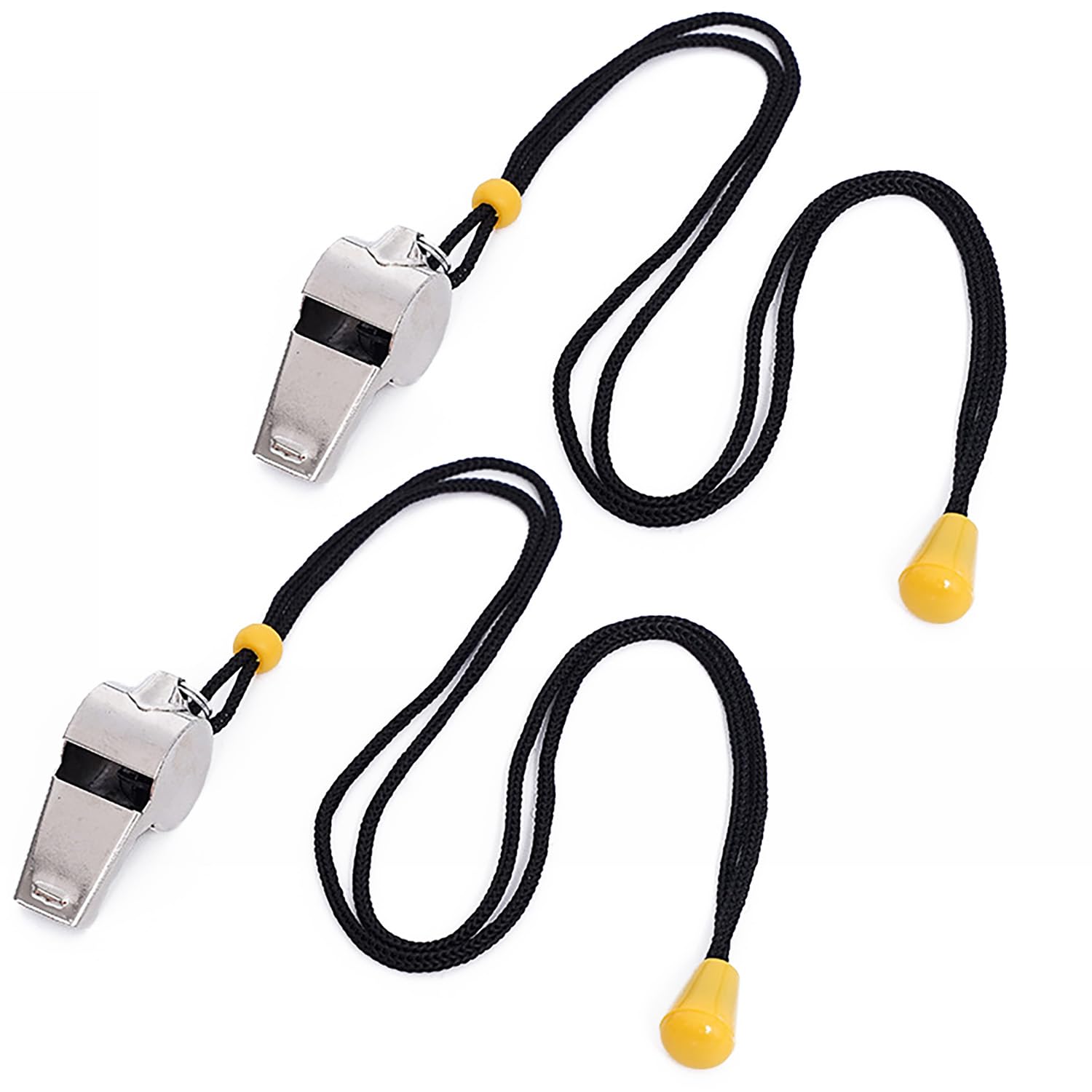 2 Pcs Whistle, Stainless Steel Whistle with Lanyard, for Referees, Coaches, Polices, Outdoor Sports, Lifeguards, Soccer, Basketball
