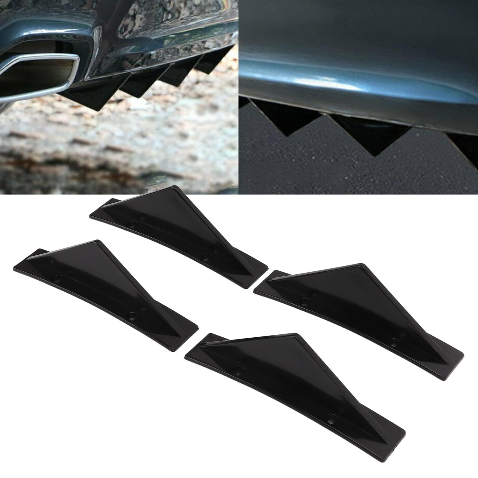 Diffuseur de Pare-Chocs arrière 4 pièces, aileron de Requin incurvé en ABS Noir Universel, Accessoires de Style modifiés pour Voiture de Protection