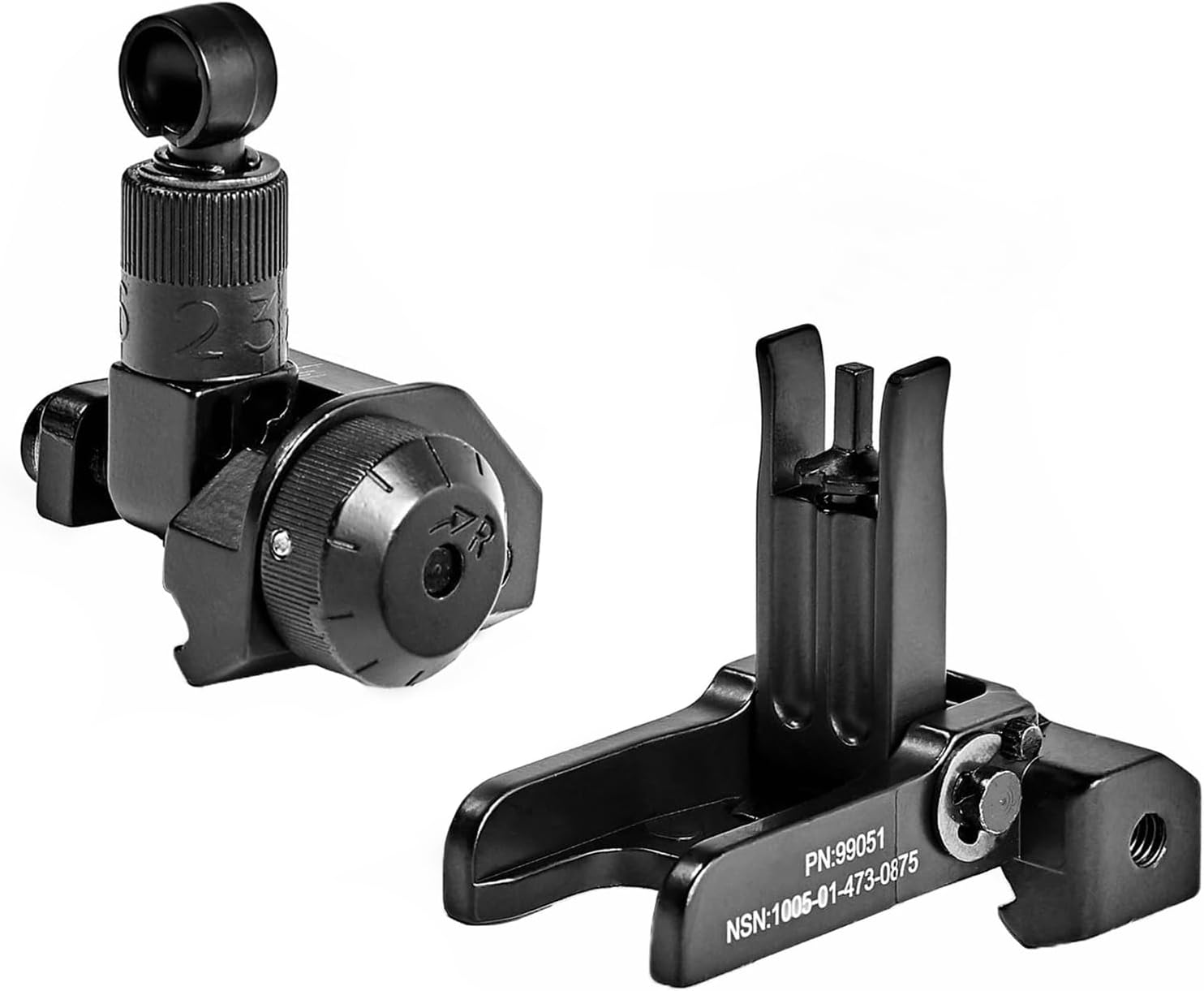 Rapid Transition Backup Metal Sights，KA600 Flip Up Fold Front and Rear Iron Sights Set，Left Right Adjustable Rotate，for 20mm Rail