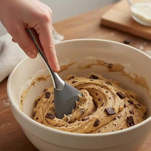 Miniatura 5 de Nambé - Espátula Curvo de 12 pulgadas, mango de acero inoxidable con cabezal ancho de silicona para mezclar, recoger y hornear, utensilio de cocina