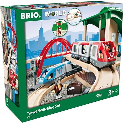 BRIO World - 33512 Travel Switching Set | Premium Wooden Train Toy Set with 42 Pieces & Accessories | Perfect for Children Ages 3 and Up | Compatible with All BRIO Railway Toys