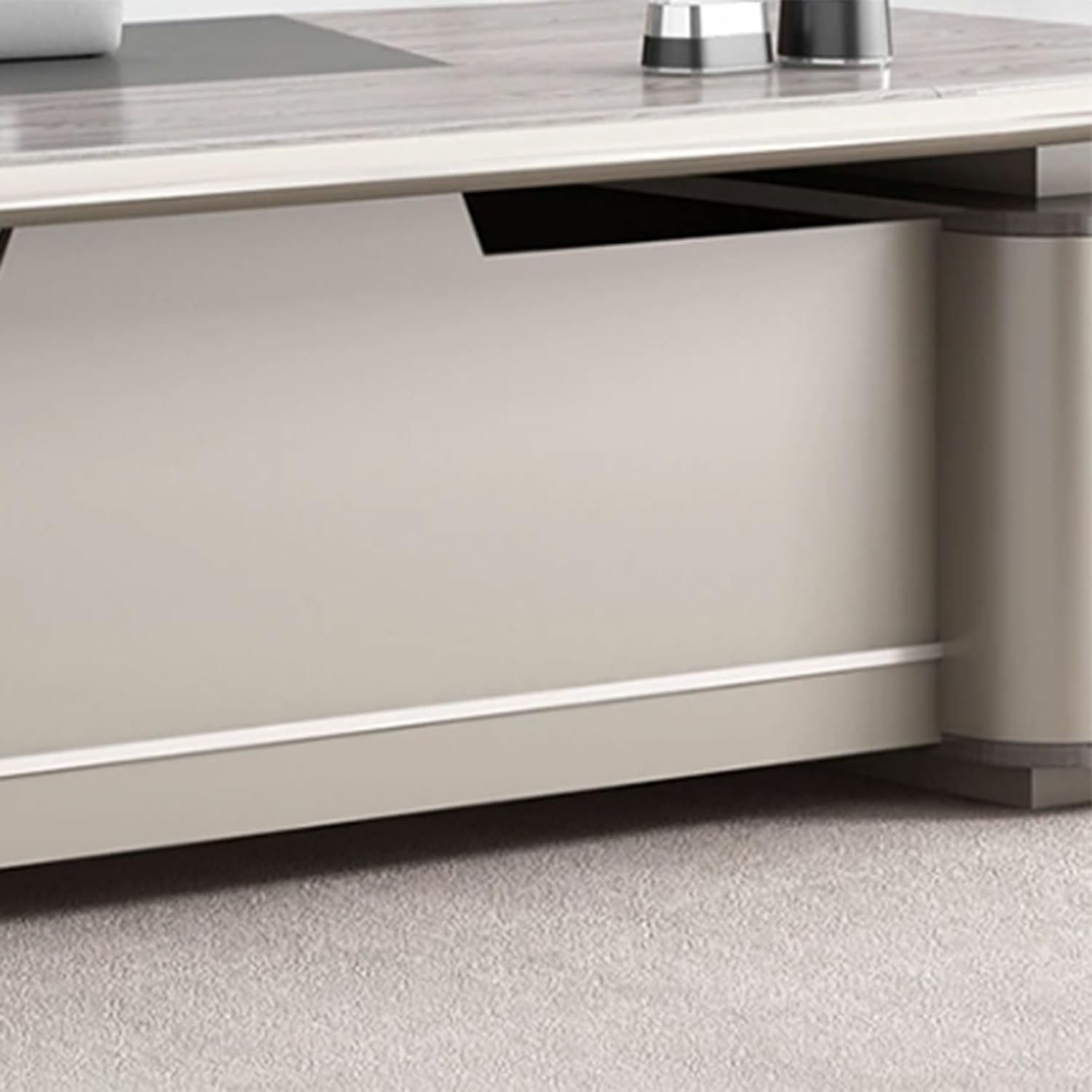 79" L Shaped Executive Desk with Storage Wood Computer Desk with Lateral Cabinet Study Writing Table Business Furniture Set for CEO Boss