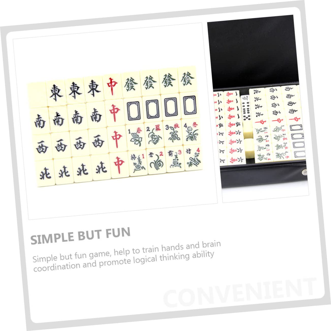Portables Kleiner Mahjong Satz aus PVC, 1 Satz für Unterwegs | Chinesisches Brettspiel im Taschenformat, für Outdoor und Party, Kompakt Verpackt