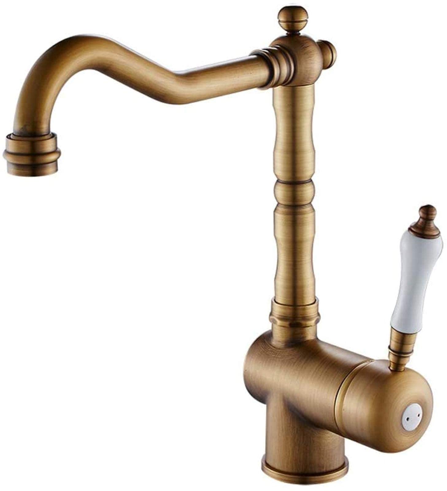 Robinet mitigeur eau chaude froide pivotant en cuivre pour évier et vasque