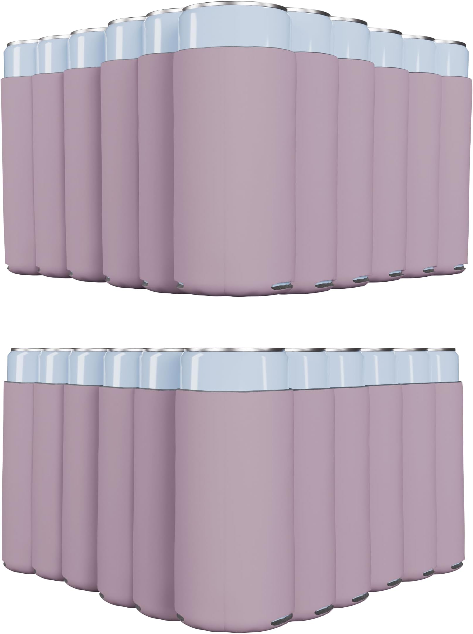 PartyPrints 25 Pack Blush Blank Slim Can Cooler Sleeves | Plain Seltzer Customizable Bulk Sublimation Coolers for Beer Bottles & 12oz Tall Cans | Skinny Collapsible Drink Insulated Sleeve