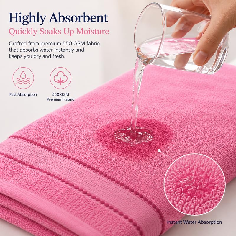 Image of TowelWala Hand Towel 550 GSM Soft Absorbent Quick Dry (Multi Pack of 7) | Premium 550 GSM cotton with woven border-quick drying and perfect for bathroom, kitchen, gym, and travel.