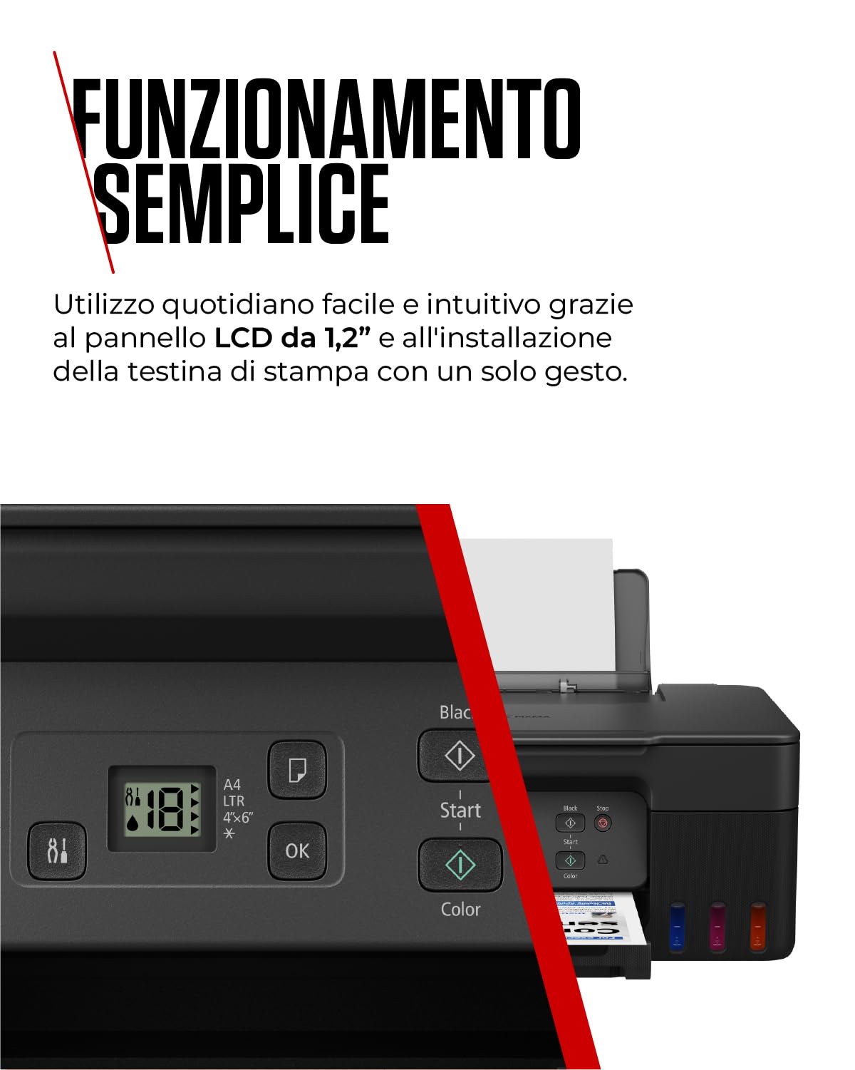 Canon Serie PIXMA G2570 - Stampante Multifunzione, Fotocopiatrice e Scanner MegaTank per la Casa con Schermo LED | Connettività USB | Stampante per Uso Domestico