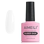 AIMEILI Gel Nail Polish, Rubber Base, Hema Free, Sheer, 4 in 1 Nail Strengthen, 10ml