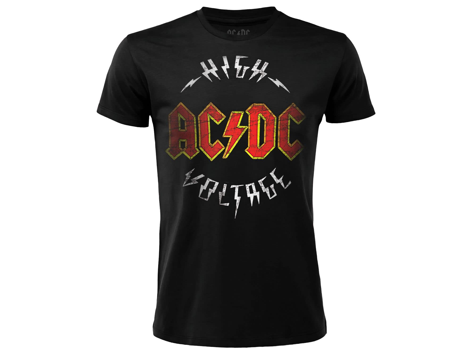 T-Shirt AC/DC High Voltage Ufficiale AC DC Stampa Frontale Band Rock ACDC Cotone Nera Taglie da Bambino.