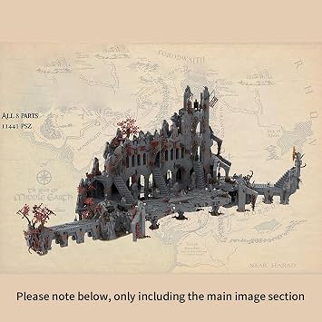 Lunaro Part 8 Medieval Dark Magic Mountain MOC Building Blocks, Modular Castle Ruins Model Kit, Fortress Architecture for Expert Builders (1124 PCS)