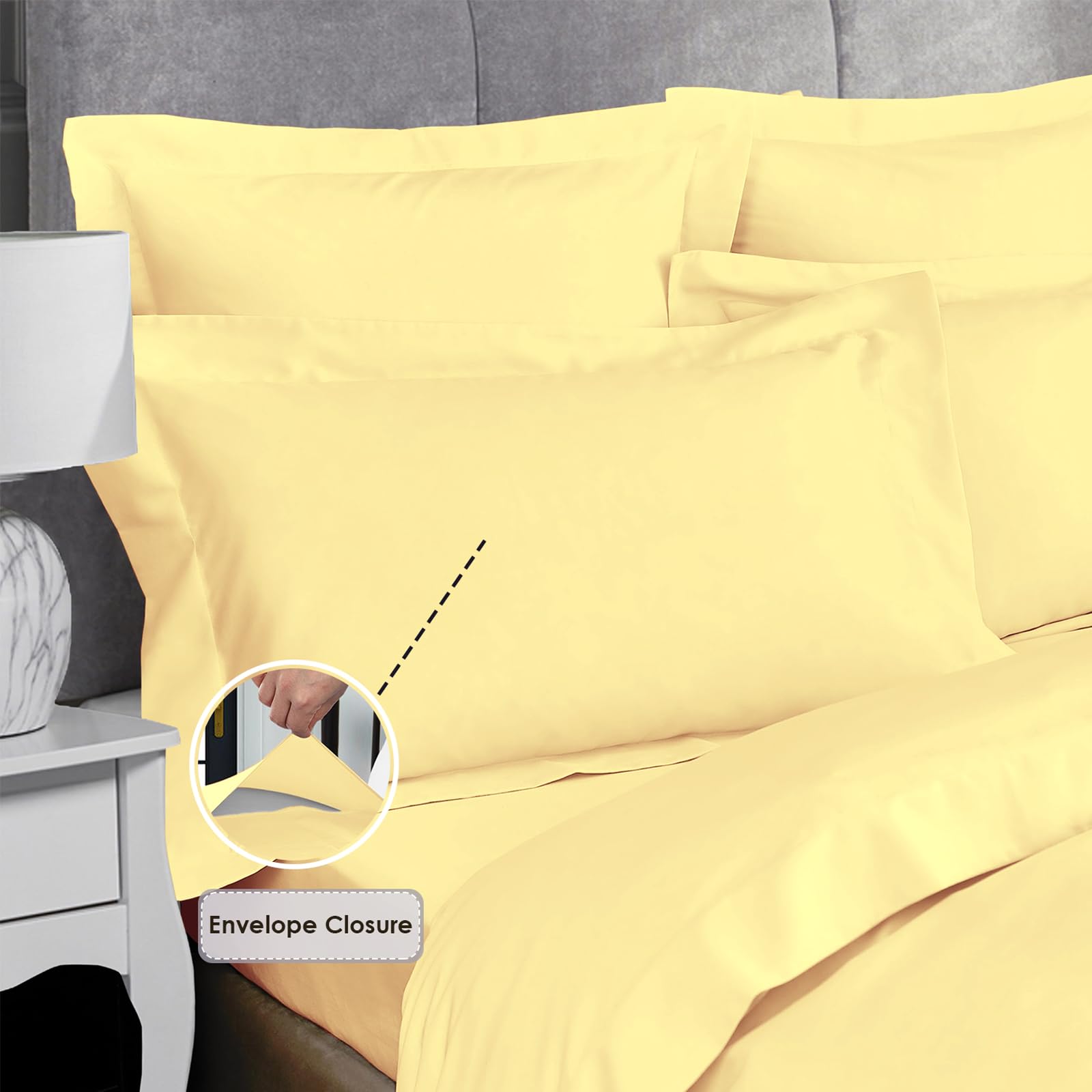 Pizuna Luxurios Cotton Oxford King Size Pillowcases 2 Pack Mellow Yellow 50x90cm - Image 3
