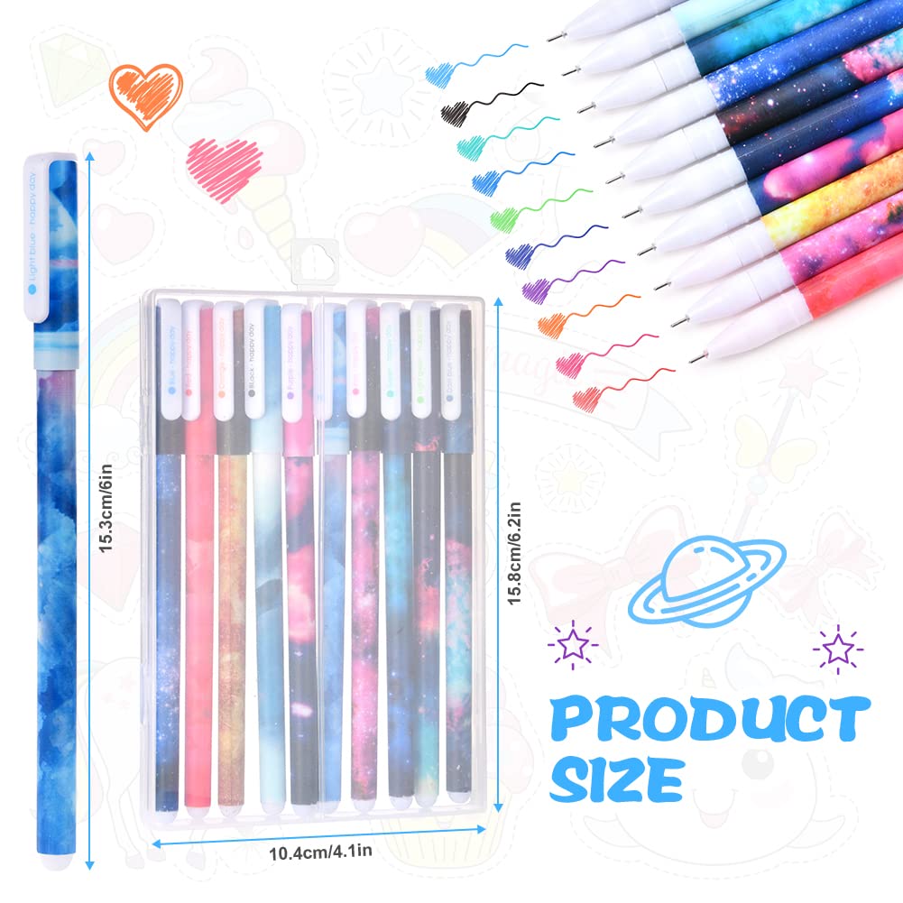 OFFCUP Writing Fineliner, Pack of 10 Flamingo Gel Pen Set, Gel Pens Colourful, Pens, Diameter of Tip 0.38 mm, for School, Office, Home, Birthday Gift, Office Supplies