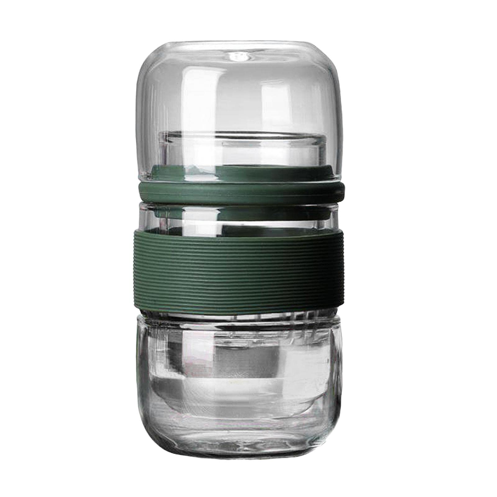Juego de té de viaje con tetera portátil de vidrio transparente y detalles verdes