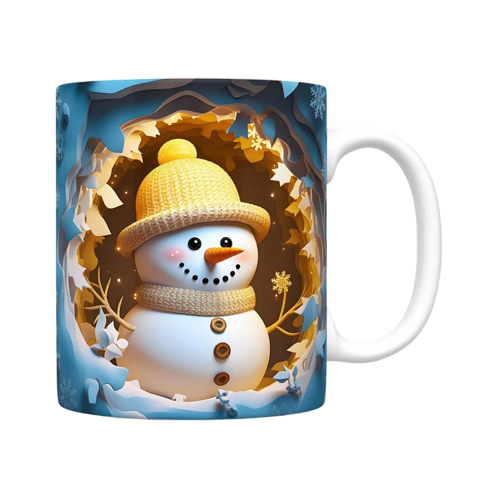 Xjdzineq Snowman Decorated Ceramic Mugs 350ml Dishwasher Safe Perfect for Teas Coffee Cocoas Snowman Christmas Ceramic Mugs