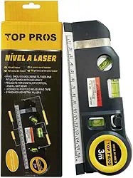 Nível a Laser Profissional com Feixe Verde, 3 Linhas, Régua Embutida e Trena – Ideal para Obras, Instalações e Alinhamentos Precisos
