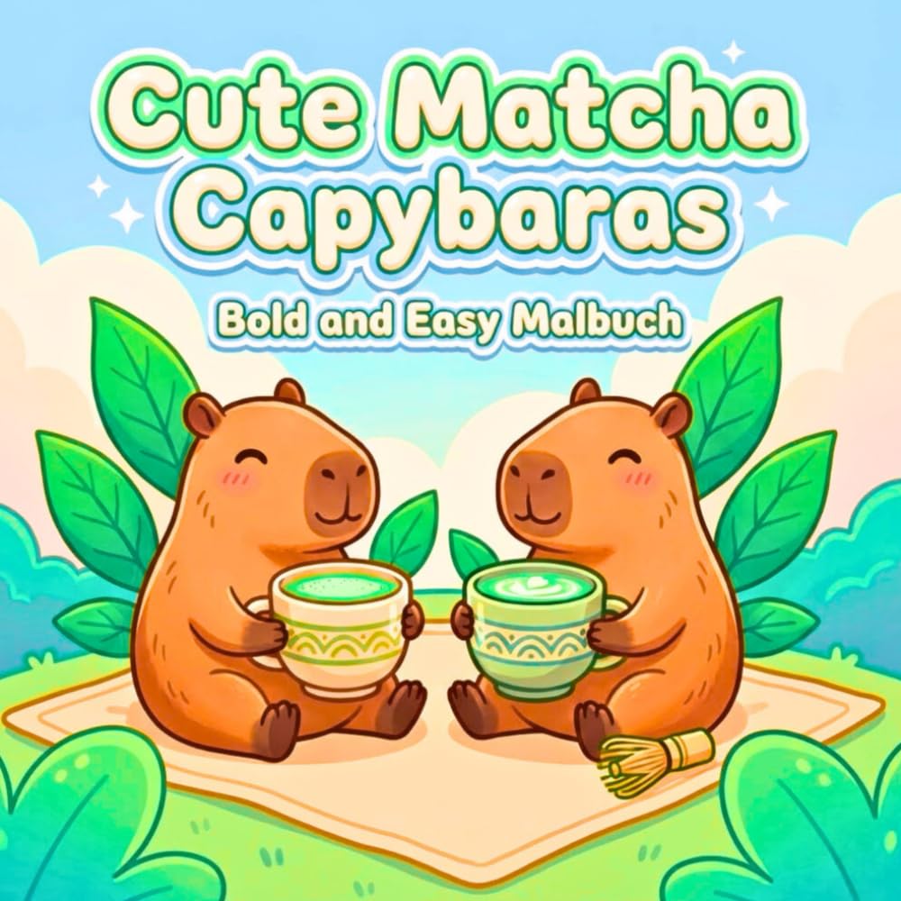 Cute Matcha Capybaras: Bold and Easy Malbuch mit süßen Capybaras und Matcha-Motiven zum Entspannen