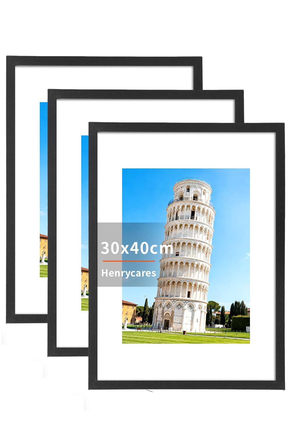 Henrycares 3er Set Bilderrahmen 30x40, Schwarz Rahmen für 30x40 cm, Picture Frame Fotorahmen für Fotos, Bilder, Poster