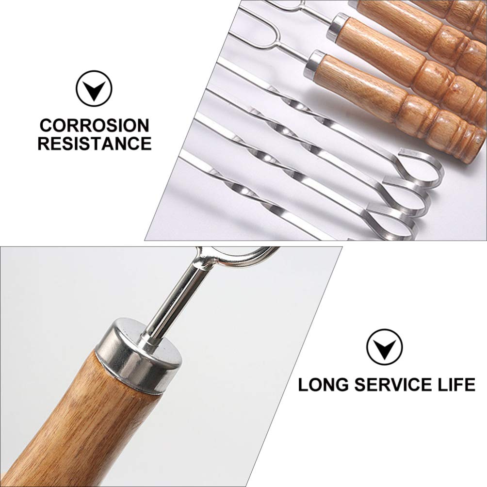 Marshmallow Vegetariani Spiedini a Doppia Punta Barbecue Barbecue in Acciaio Inossidabile Shish Kabob Spiedini Bastoncini for Fuoco da Campo Braciere e Salsiccia Barbecue 10 Pezzi Accessori for Fondut
