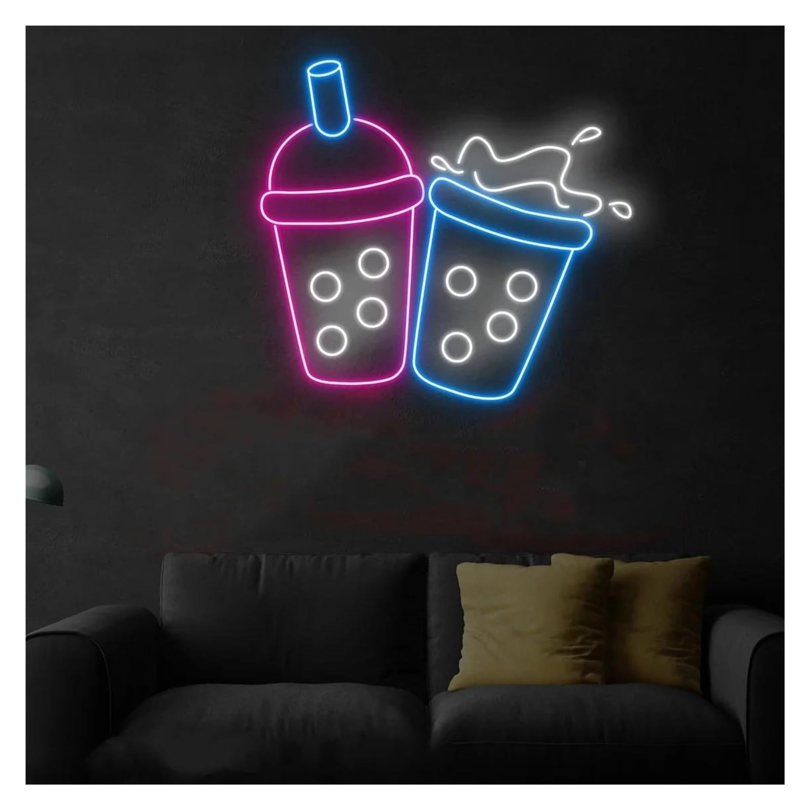 Sign Lamp Milk Tea Neon Sign Milk Tea Store Wall Decor USB Powered Dimmable Light for Business Decorative Lamps 38cm